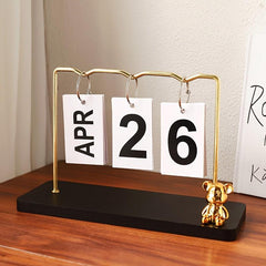 Metal Calendar Ornament Flip Page Small Desk Calendar Decoration