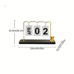 Metal Calendar Ornament Flip Page Small Desk Calendar Decoration
