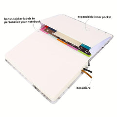 SULIRUN1981 A5 Grid Notebook 120gsm Thick Paper Elastic Tape Pen Insert