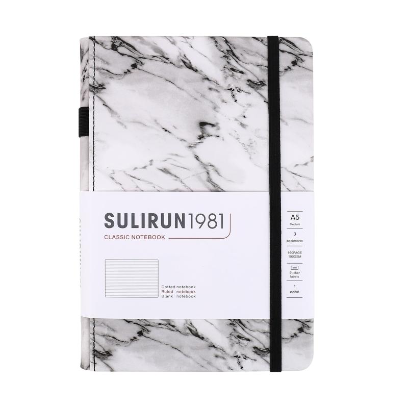 SULIRUN1981 A5 Grid Notebook 120gsm Thick Paper Elastic Tape Pen Insert