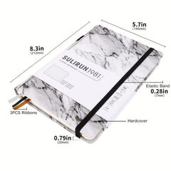 SULIRUN1981 A5 Grid Notebook 120gsm Thick Paper Elastic Tape Pen Insert