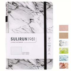 SULIRUN1981 A5 Grid Notebook 120gsm Thick Paper Elastic Tape Pen Insert