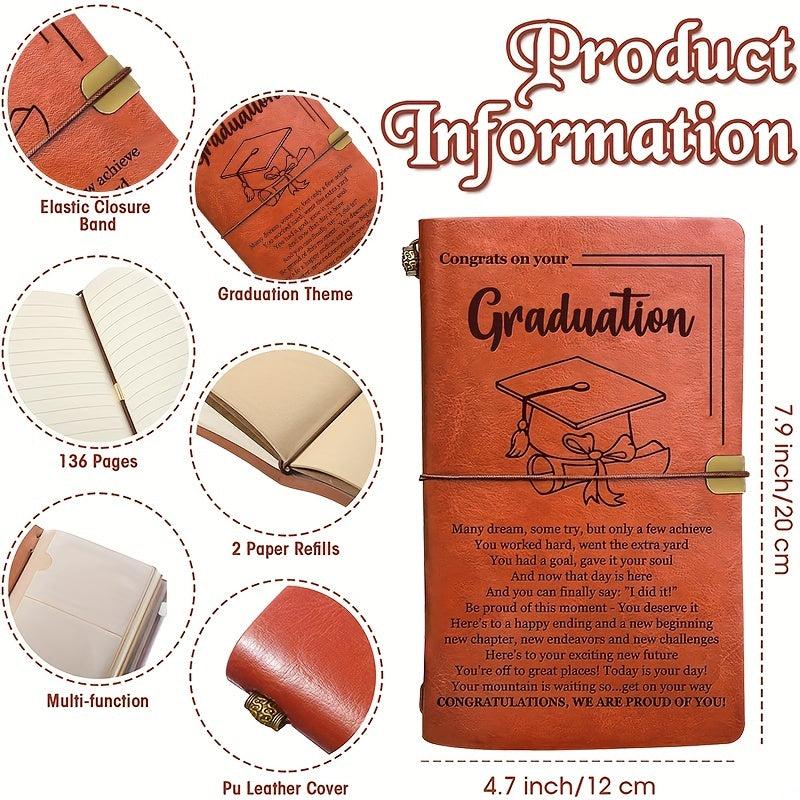 Inspirational Graduation Journal Leather Notebook Unisex
