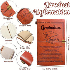 Inspirational Graduation Journal Leather Notebook Unisex