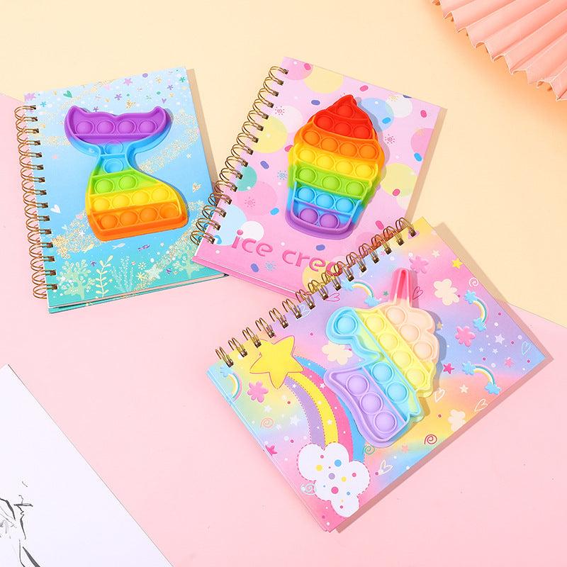 Colorful Butterfly Ice Cream Silicone Bubble A5 Coil Notebook
