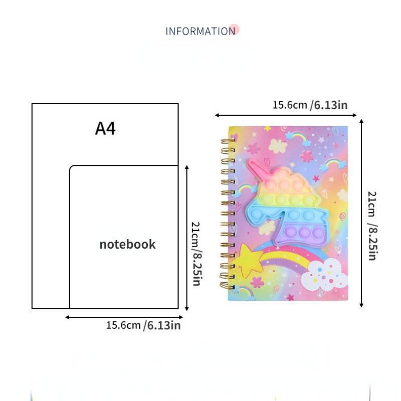 Colorful Butterfly Ice Cream Silicone Bubble A5 Coil Notebook