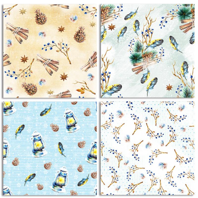 24 Sheets DIY Scrapbook Winter Story Checkered Background Paper
