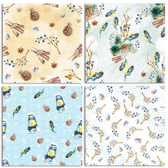 24 Sheets DIY Scrapbook Winter Story Checkered Background Paper
