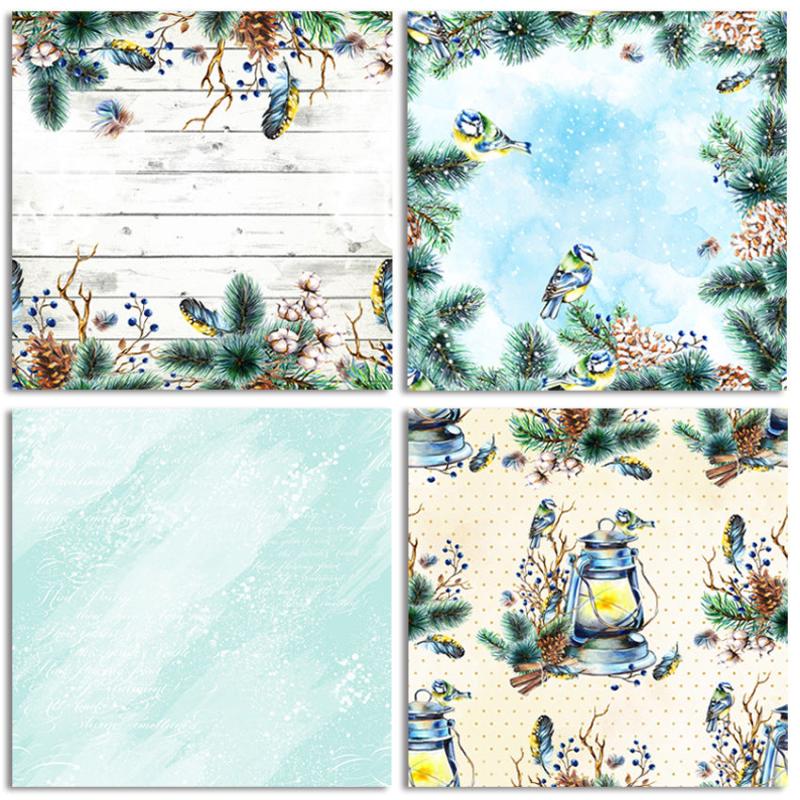 24 Sheets DIY Scrapbook Winter Story Checkered Background Paper