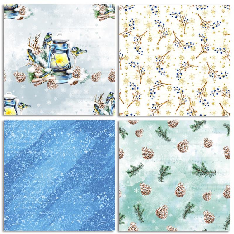 24 Sheets DIY Scrapbook Winter Story Checkered Background Paper