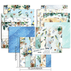 24 Sheets DIY Scrapbook Winter Story Checkered Background Paper
