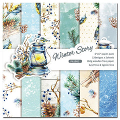24 Sheets DIY Scrapbook Winter Story Checkered Background Paper