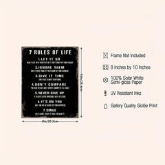 Inspirational Rules of Life Posters 8x10in for Home Office and Classroom Decor