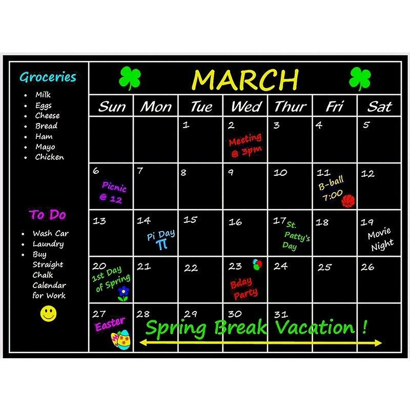 Large Chalkboard Calendar Wall Decal Sticker Monthly Planning Chalkboard