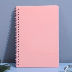 1pc A5 Spiral Notebook Plastic Hardcover 8mm Ruled 358 Sheets Light Pink/Green