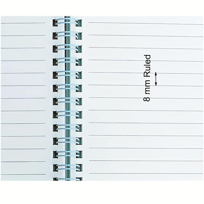 1pc A5 Spiral Notebook Plastic Hardcover 8mm Ruled 358 Sheets Light Pink/Green