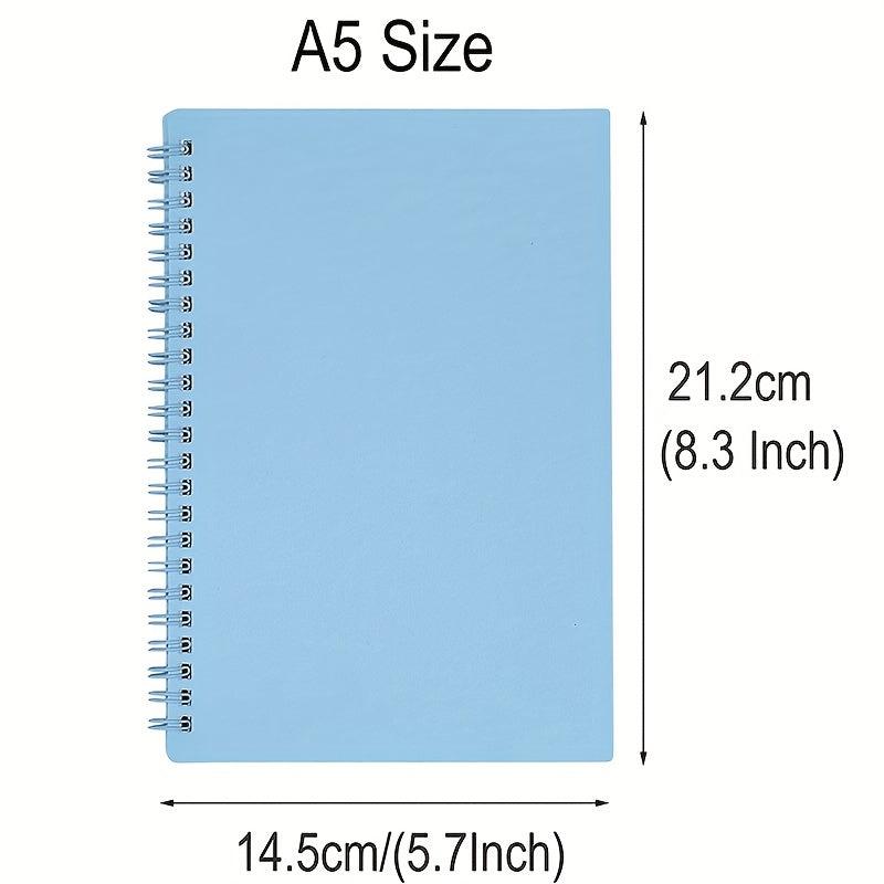 1pc A5 Spiral Notebook Plastic Hardcover 8mm Ruled 358 Sheets Light Pink/Green