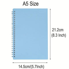 1pc A5 Spiral Notebook Plastic Hardcover 8mm Ruled 358 Sheets Light Pink/Green