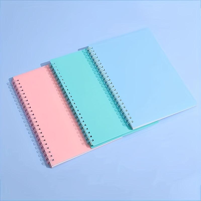 1pc A5 Spiral Notebook Plastic Hardcover 8mm Ruled 358 Sheets Light Pink/Green