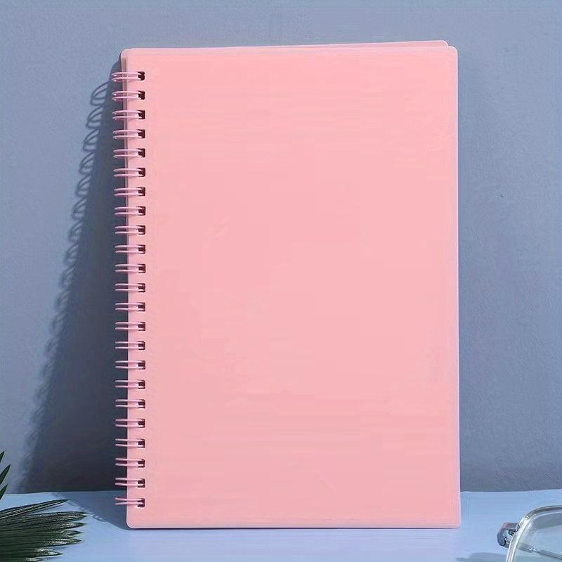 1pc A5 Spiral Notebook Plastic Hardcover 8mm Ruled 358 Sheets Light Pink/Green