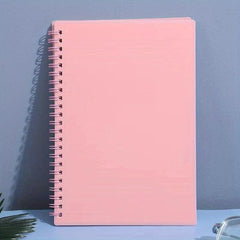 1pc A5 Spiral Notebook Plastic Hardcover 8mm Ruled 358 Sheets Light Pink/Green