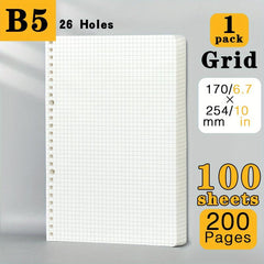 200 Pages 600 Pages A5 B5 Grid Loose leaf Paper Refill