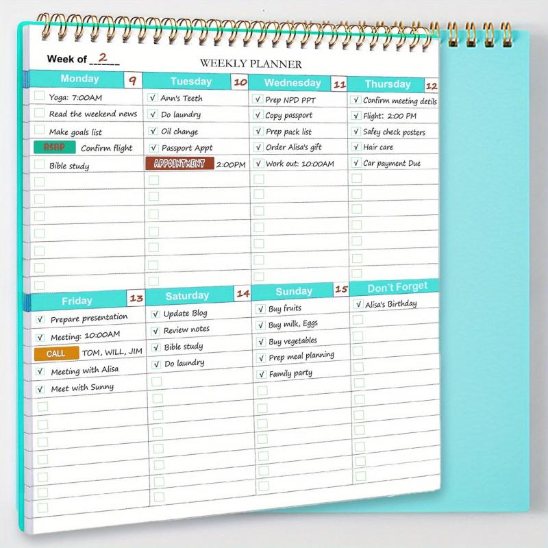 Weekly To Do List Planner 52 Weeks Undated Spiral Notebook Organizer
