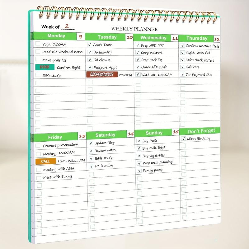 Weekly To Do List Planner 52 Weeks Undated Spiral Notebook Organizer
