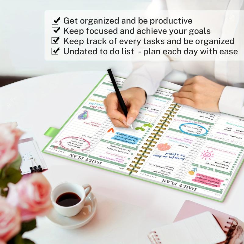 Undated Spiral Daily To Do List Planner Meal Tracker