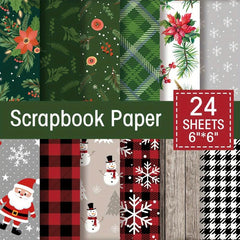 Christmas Scrapbook Paper Pad 24 Sheets 6 X 6 Cardstock Pack Single Sided