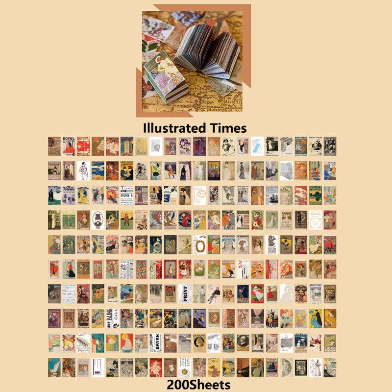 200 Sheets Bronzing Process DIY Stickers for Book Decorations