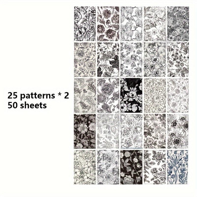 50 Sheets Plant Theme DIY Decorative Paper for Greeting Cards Origami Scrapbook