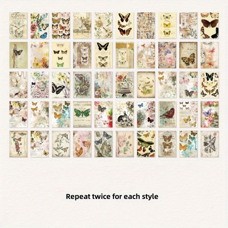 100pcs Flower Shadow Retro Hand Ledger Material Decoration