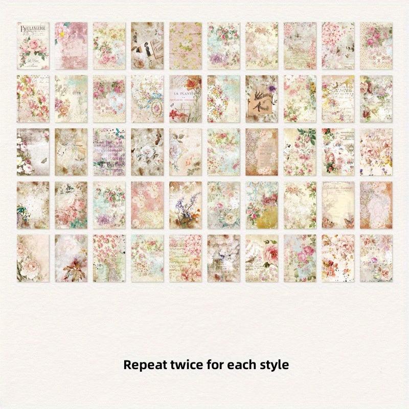100pcs Flower Shadow Retro Hand Ledger Material Decoration