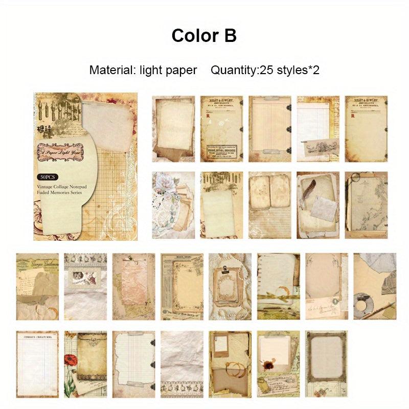 50pcs Vintage Animal Pattern Scrapbook Paper Book DIY Craft Kits