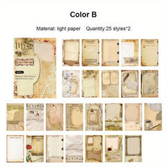 50pcs Vintage Animal Pattern Scrapbook Paper Book DIY Craft Kits