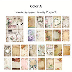 50pcs Vintage Animal Pattern Scrapbook Paper Book DIY Craft Kits