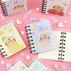 Cartoon A7 Coil Book Fun Mini Notebook 80 Sheets Student Pocket Notepad