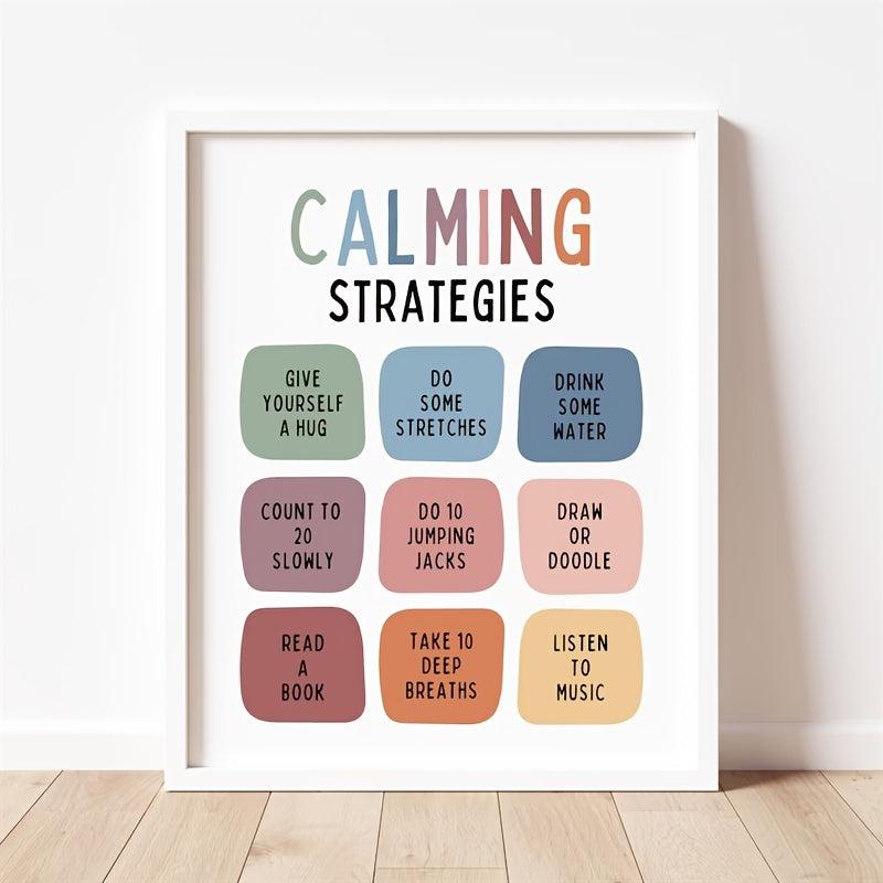 Calming Corner Strategies Poster Chart for Office Wall Decor