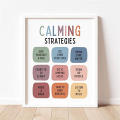 Calming Corner Strategies Poster Chart for Office Wall Decor