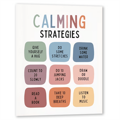 Calming Corner Strategies Poster Chart for Office Wall Decor