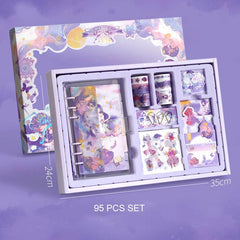 94pcs Cartoon Scrapbook Stickers Set with Notebook Tape & Paper Clip