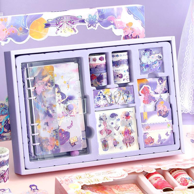 94pcs Cartoon Scrapbook Stickers Set with Notebook Tape & Paper Clip