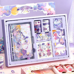 94pcs Cartoon Scrapbook Stickers Set with Notebook Tape & Paper Clip