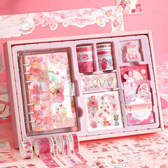 94pcs Cartoon Scrapbook Stickers Set with Notebook Tape & Paper Clip