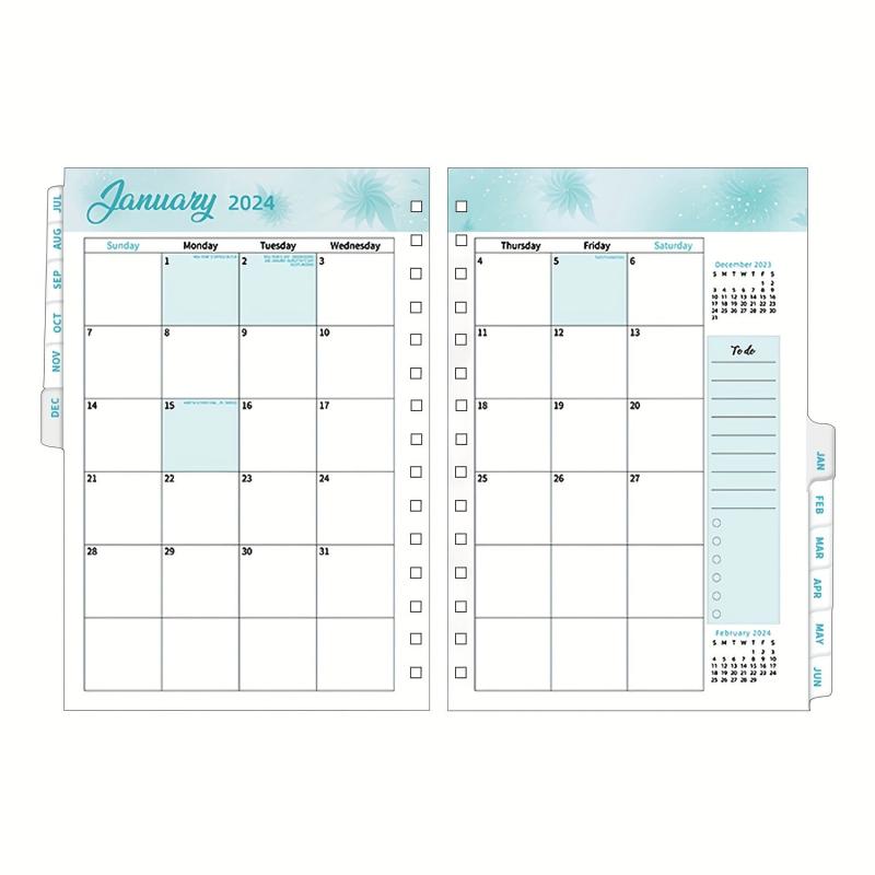 Weekly & Monthly Planner Refill 15 X 21 Jan-Dec 15 Hole Punched