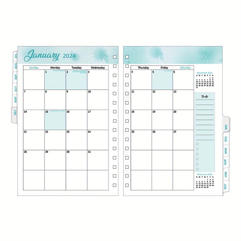 Weekly & Monthly Planner Refill 15 X 21 Jan-Dec 15 Hole Punched