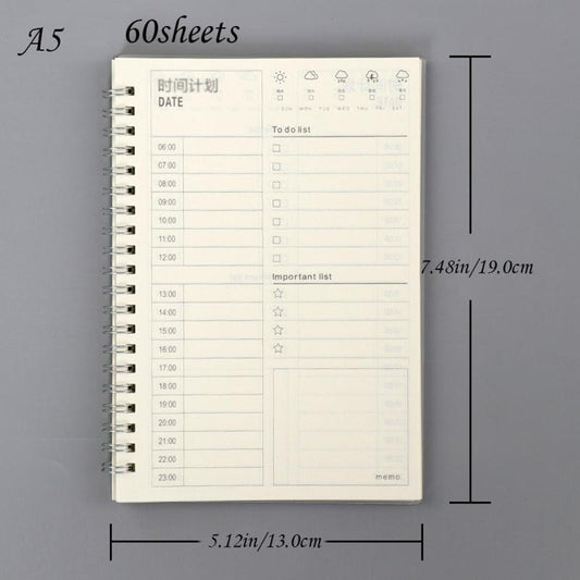 Transparent Cover Coil Notepad 60sheets Time Planner
