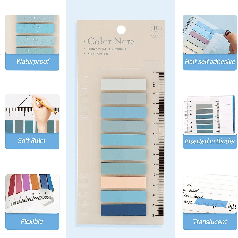 6 Pack Morandi Sticky Tabs Page Markers - School Supplies