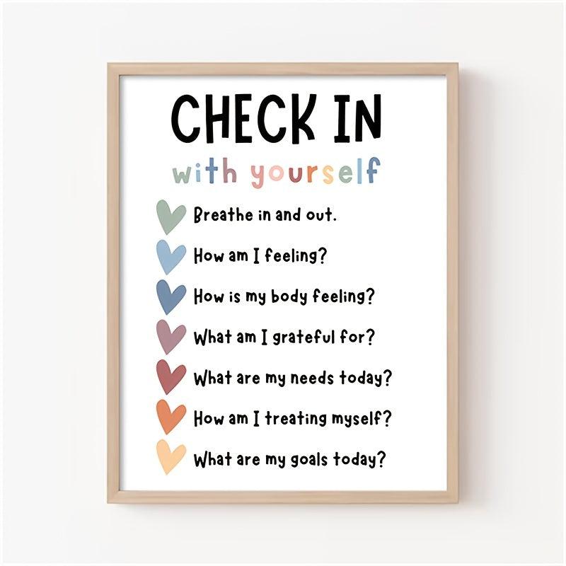 Self Care Check In Daily Checklist Feelings Check In Poster